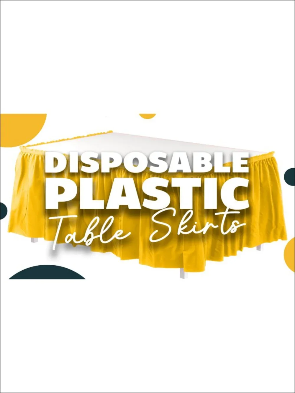 Disposable Plastic Table Skirts 6 Pack 29in x 14ft Self-Adhesive Party Decor